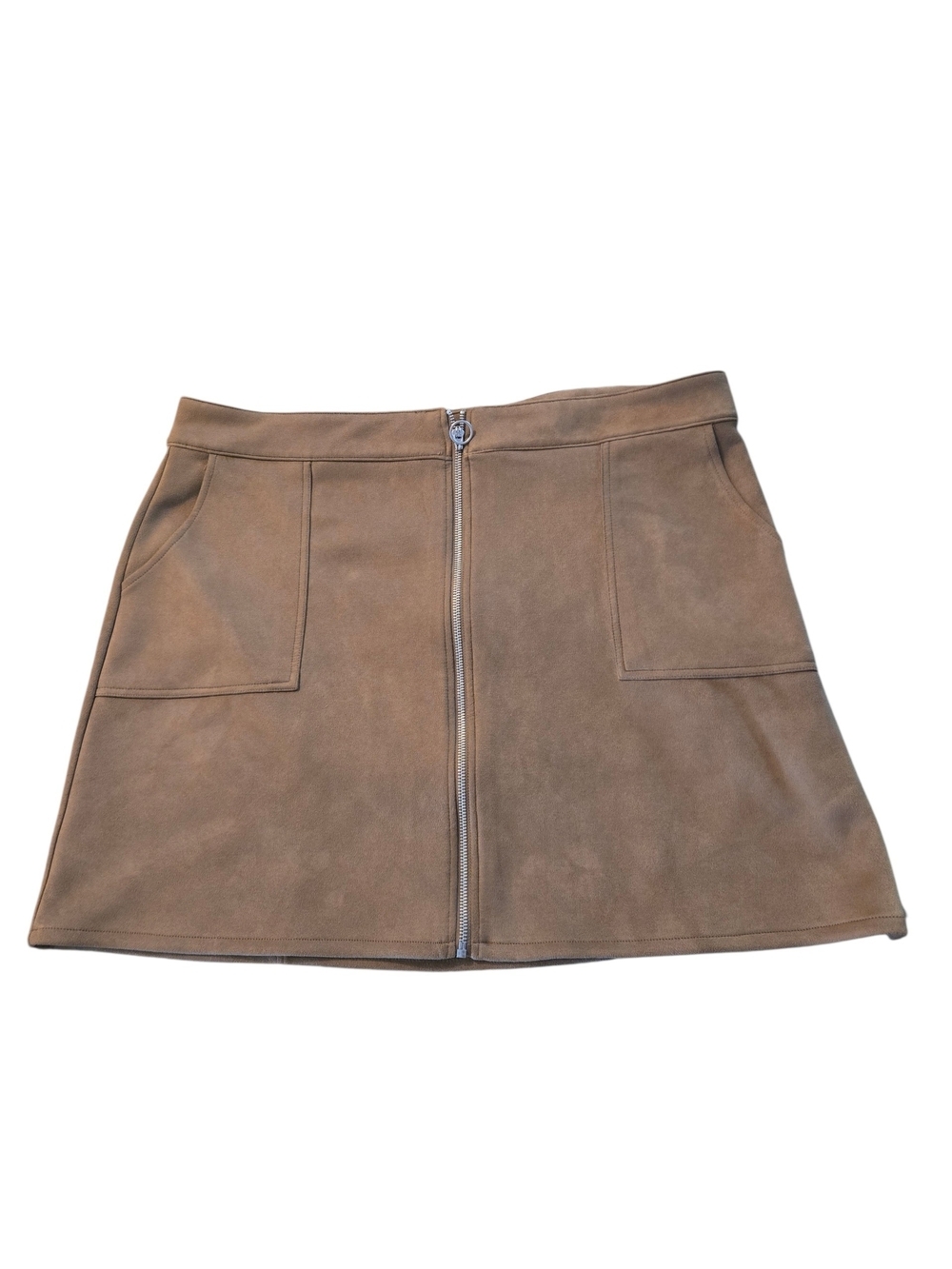 Maurices Faux Suede Mini Skirt Women's 18W Brown High Rise Zip Front Pockets